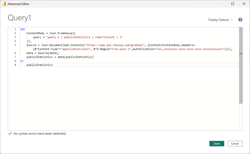 Integrating FaceUp statistics with Power BI